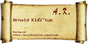 Arnold Klétus névjegykártya